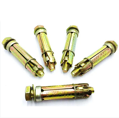 การปรับ Anchor Bolts ด้วยสามหรือสี่ pcs โบลท์ลอย Shield Anchor เหลือง Zinc Plated โบลท์ปรับผนัง