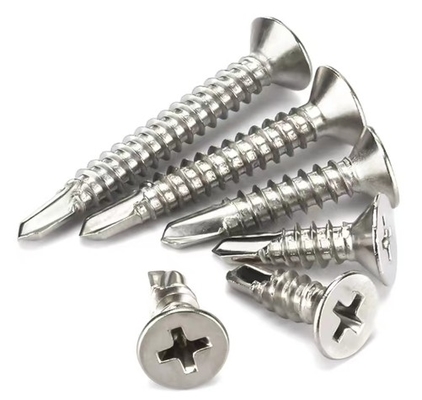 โลหะคาร์บอนเหล็กเหล็กเหล็กกระดาษ Self Tapping Screw หัวแบนเจาะหาง Countersunk Cross M42
