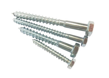 หัว Hex สกรูไม้ สแตนเลสคาร์บอน สีขาว เซ็นก์ Plated DIN571 M6-M12 สําหรับเครื่องประกอบ