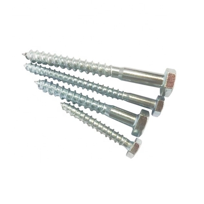 เครื่องเชื่อมเหล็กคาร์บอน สกรูไม้ Hex สีขาวปูน Plated M6-M12 Din571