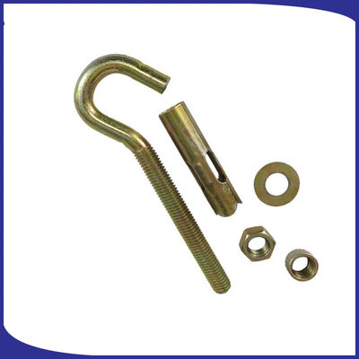 J Type Ring Hook M8 Sleeve Anchor Bolts เหล็กคาร์บอนเคลือบด้วยซิงค์