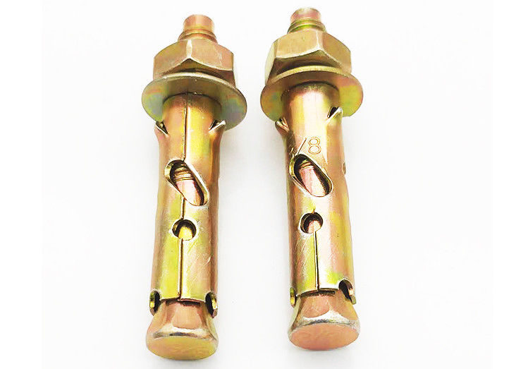 เกรด 4.8 Anti Skid Shark Fin Expansion Anchor Bolt สีเหลืองวัสดุเหล็กคาร์บอน